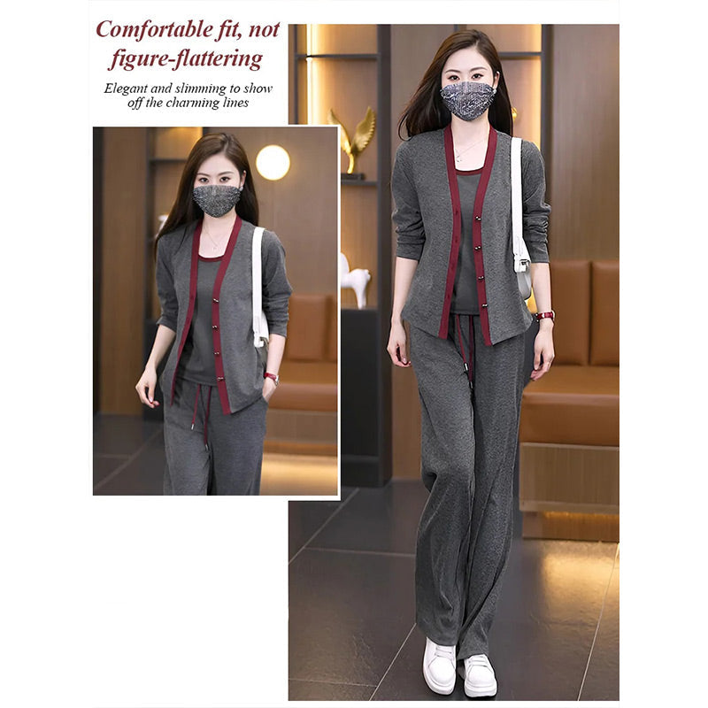 🔥HOT Sale🔥Women's Jacket Camisole & Wide Leg Pants 3 piece Set-5