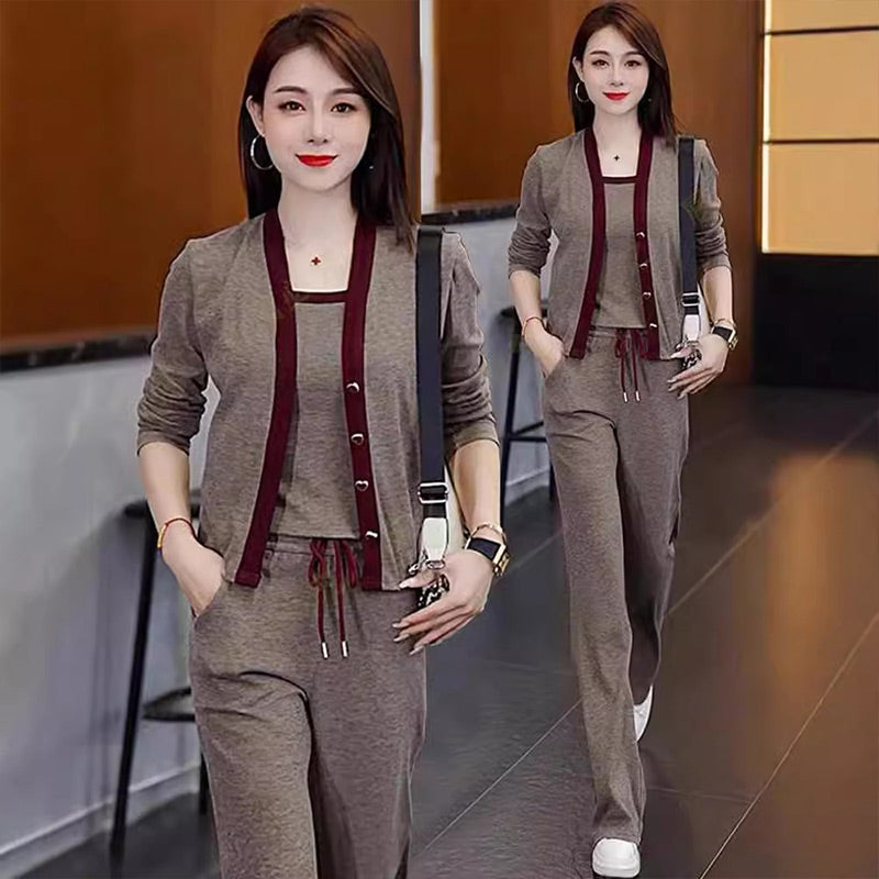 🔥HOT Sale🔥Women's Jacket Camisole & Wide Leg Pants 3 piece Set-11