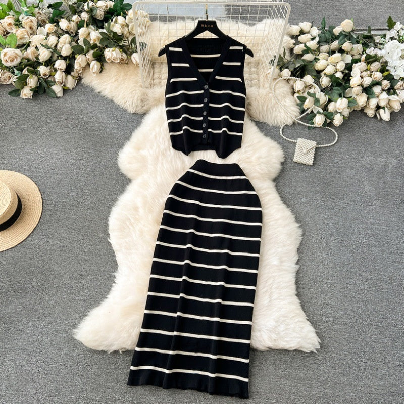 🌷Limited Time 47% OFF💞Women's Casual Knit Vest and Long Skirt 2 Piece Set-5