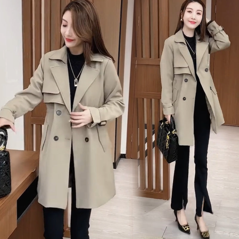 🍂End-of-Fall Specials🍂Comfortable Waisted Lapel Trench Coat-4