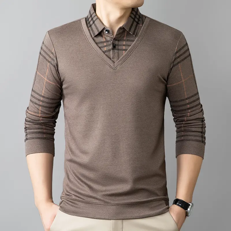 🔥Limited time 50% off🔥Men's Lapel Faux Two-Piece Warm Top-1