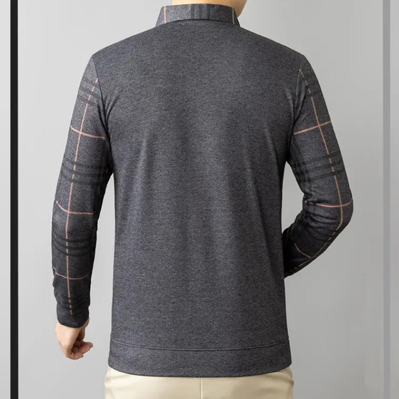 🔥Limited time 50% off🔥Men's Lapel Faux Two-Piece Warm Top-6