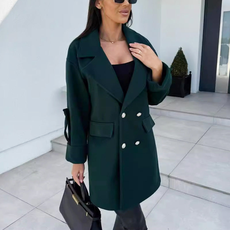 ✨Get 65% off💖Women's Solid Color Double Breasted Coat-3