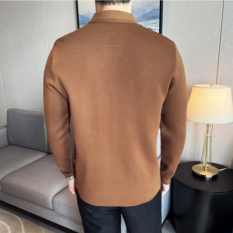 ✨New Arrival✨Men's Casual Solid Color Faux 2-Piece Top-4