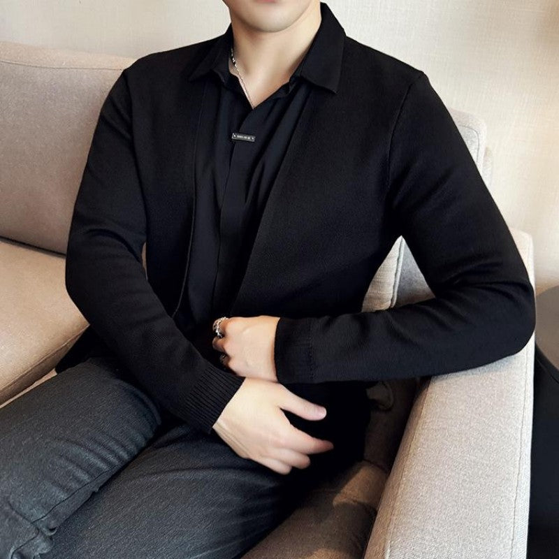 ✨New Arrival✨Men's Casual Solid Color Faux 2-Piece Top-10