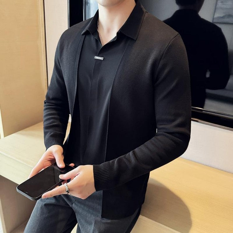 ✨New Arrival✨Men's Casual Solid Color Faux 2-Piece Top-11