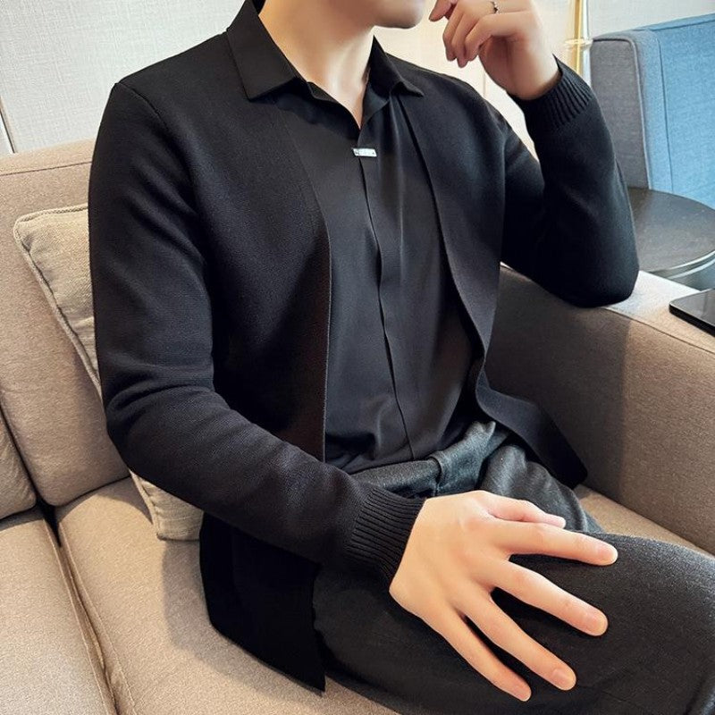 ✨New Arrival✨Men's Casual Solid Color Faux 2-Piece Top-9