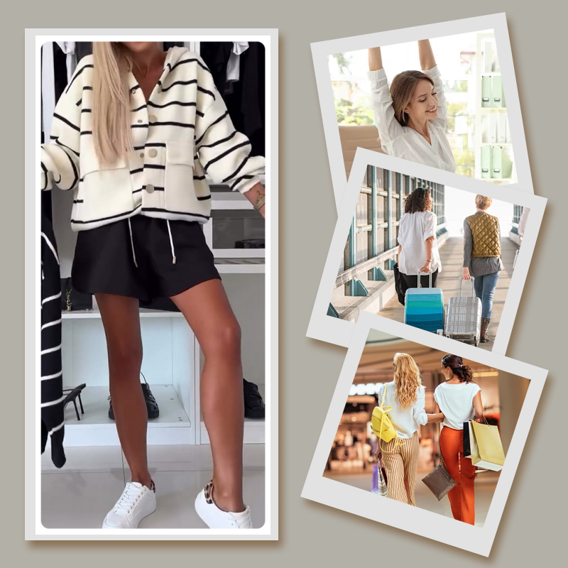 🍂Fall Specials🍂Women's Striped Button Down Hooded Coat-6