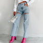 🔥Autumn new style 60% OFF🔥Women’s Rhinestone Ripped Straight-leg Jeans-6