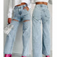 🔥Autumn new style 60% OFF🔥Women’s Rhinestone Ripped Straight-leg Jeans-7