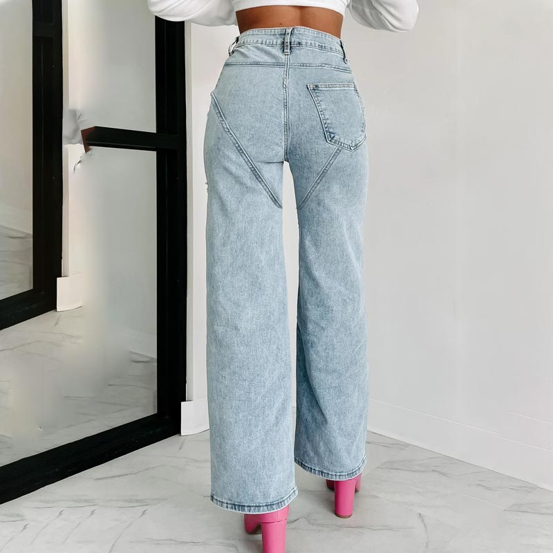 🔥Autumn new style 60% OFF🔥Women’s Rhinestone Ripped Straight-leg Jeans-9