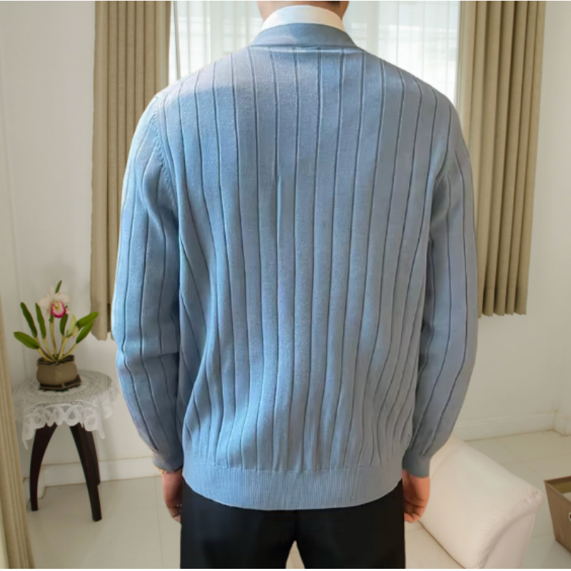 🍁New for autumn✨Men's V-Neck Open Front Sweater in Solid Colors-4