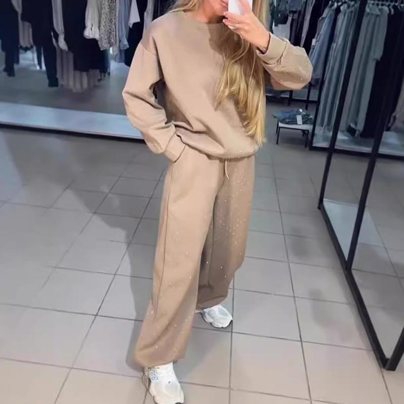 🍂Fall Specials 50% OFF🍂Women’s Round-neck Casual Sports Sweatshirt and Jogger Pants (2-piece Set)-3
