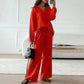✨Hot Sale 54% OFF✨Solid Colours 2 Piece Casual Set - V-Neck Top and Wide Leg Trousers-6