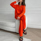 ✨Hot Sale 54% OFF✨Solid Colours 2 Piece Casual Set - V-Neck Top and Wide Leg Trousers-7
