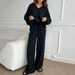✨Hot Sale 54% OFF✨Solid Colours 2 Piece Casual Set - V-Neck Top and Wide Leg Trousers-8