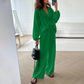 ✨Hot Sale 54% OFF✨Solid Colours 2 Piece Casual Set - V-Neck Top and Wide Leg Trousers-11