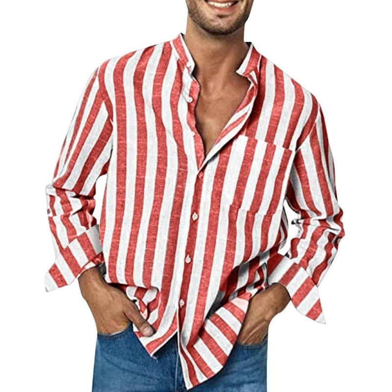 🌷Limited Time 58% OFF💞Men's Casual Stylish Striped Long-Sleeve Shirt-2