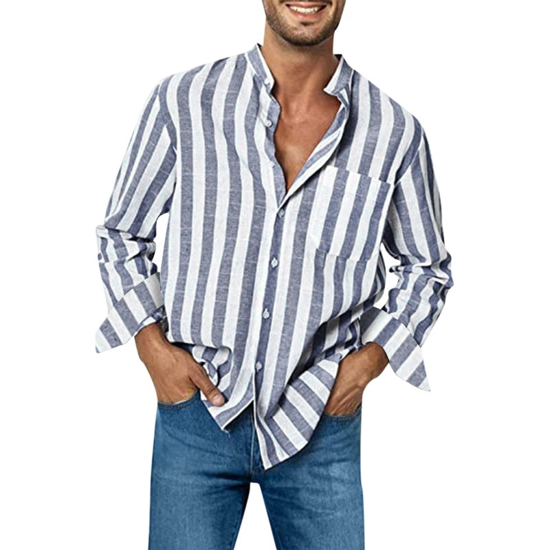 🌷Limited Time 58% OFF💞Men's Casual Stylish Striped Long-Sleeve Shirt-1