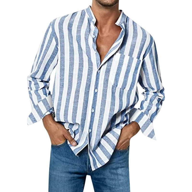 🌷Limited Time 58% OFF💞Men's Casual Stylish Striped Long-Sleeve Shirt-4
