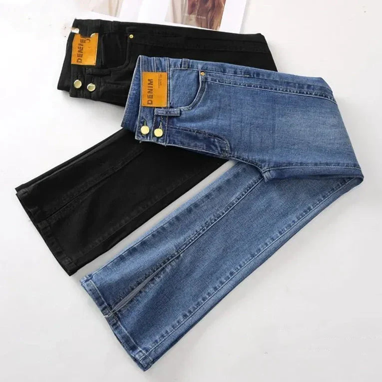 ✨New Arrival✨High-Waisted Flared Denim Jeans with Split Hem-1