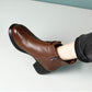 🌷Limited Time 54% OFF💞Retro Round Toe Chunky Block Heel Ankle Boots-4