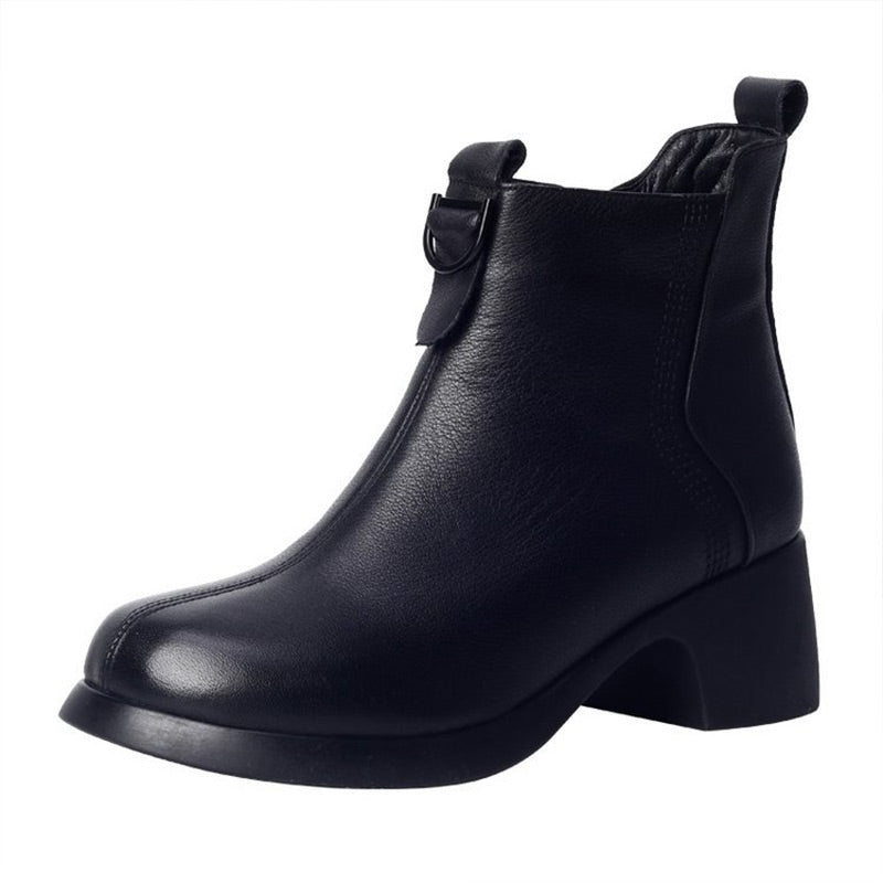 🌷Limited Time 54% OFF💞Retro Round Toe Chunky Block Heel Ankle Boots-5