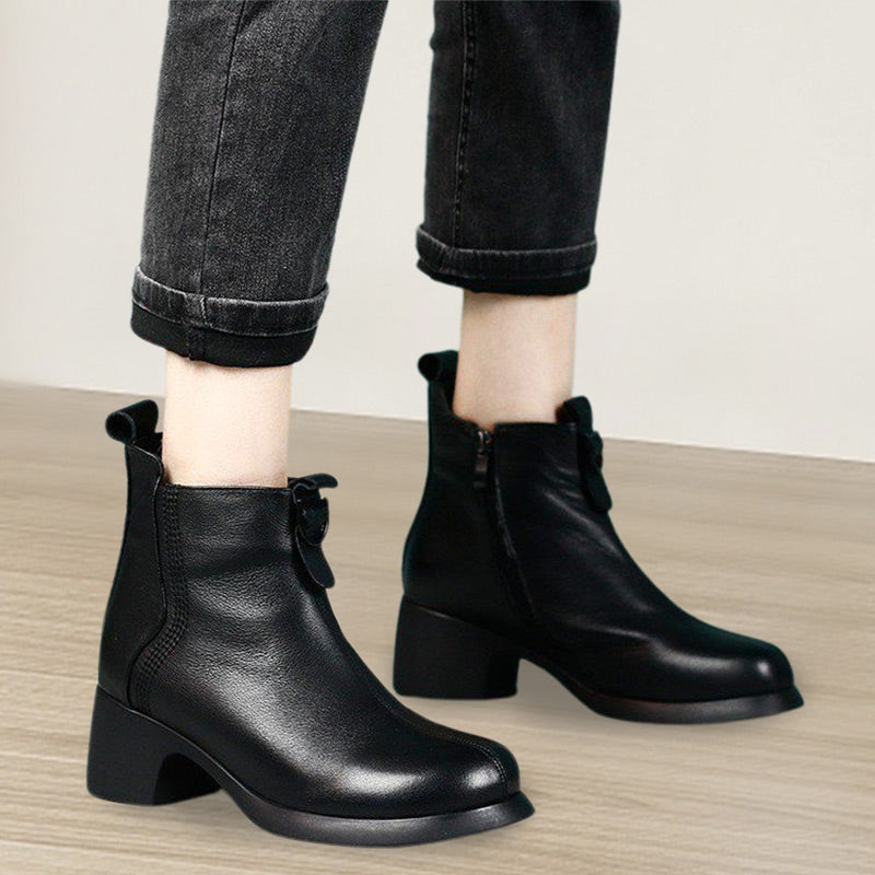 🌷Limited Time 54% OFF💞Retro Round Toe Chunky Block Heel Ankle Boots-6