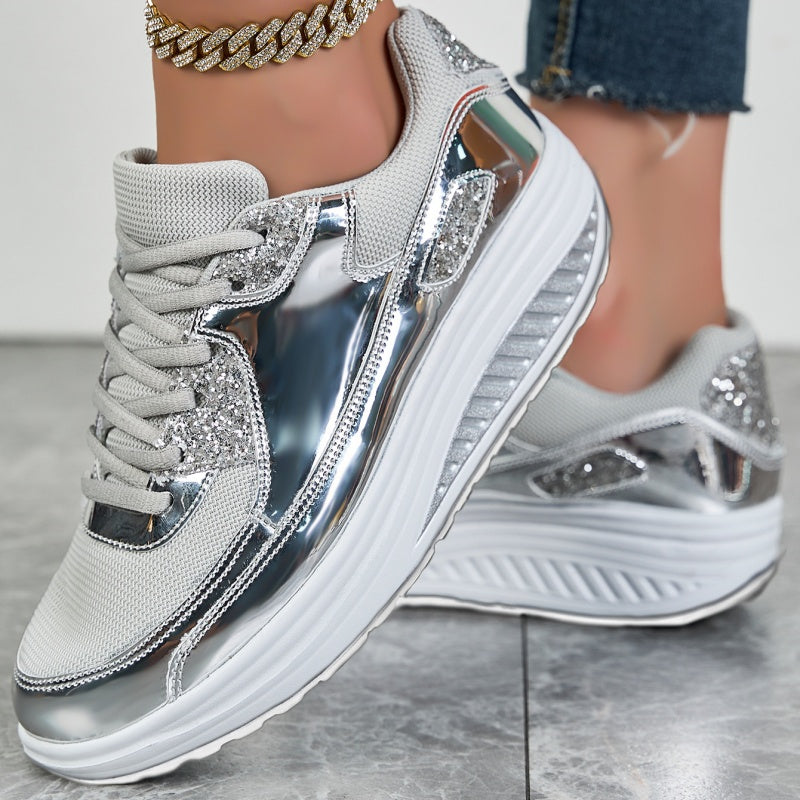 🍂End-of-Fall Specials🍂Women’s Trendy Casual Sparkling Style Platform Sneakers✨-5