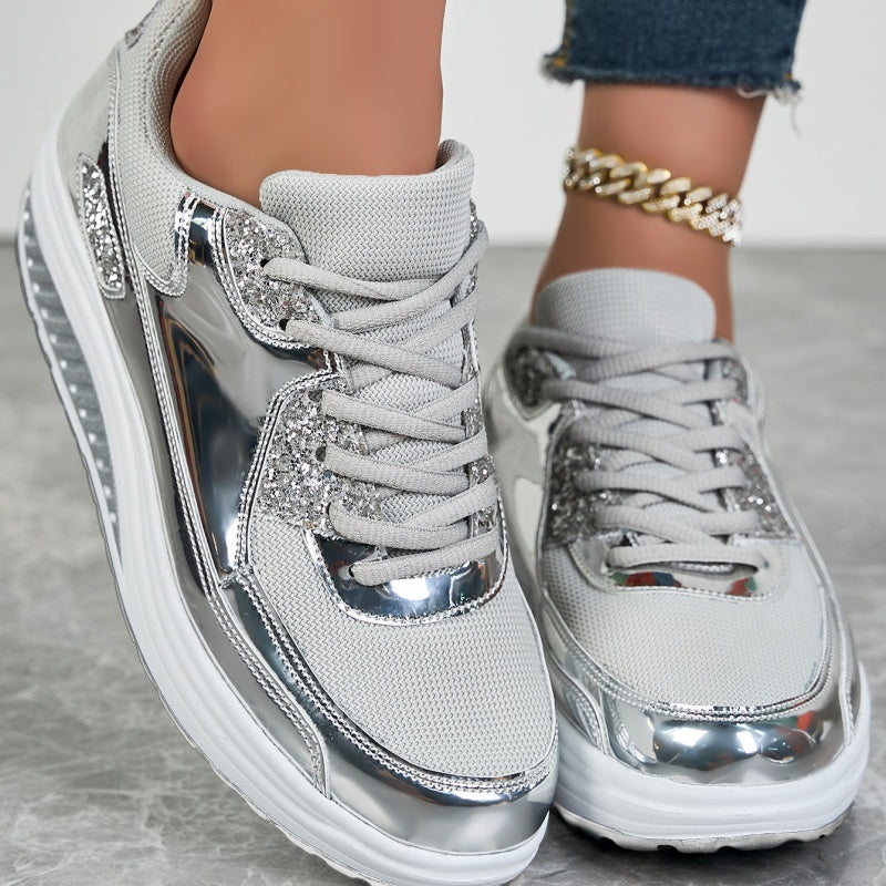 🍂End-of-Fall Specials🍂Women’s Trendy Casual Sparkling Style Platform Sneakers✨-6