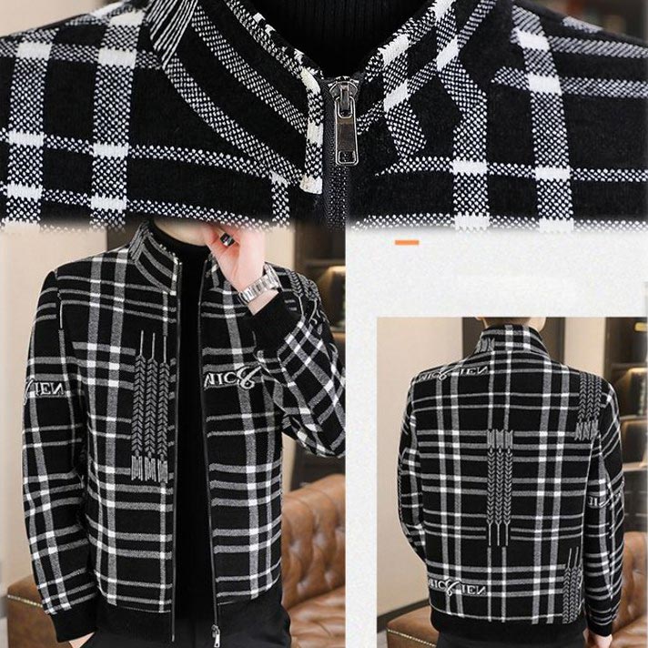 🌷Limited Time 59% OFF💞Men’s Stylish Padded Thick Tweed Jacket with Stand Collar-5