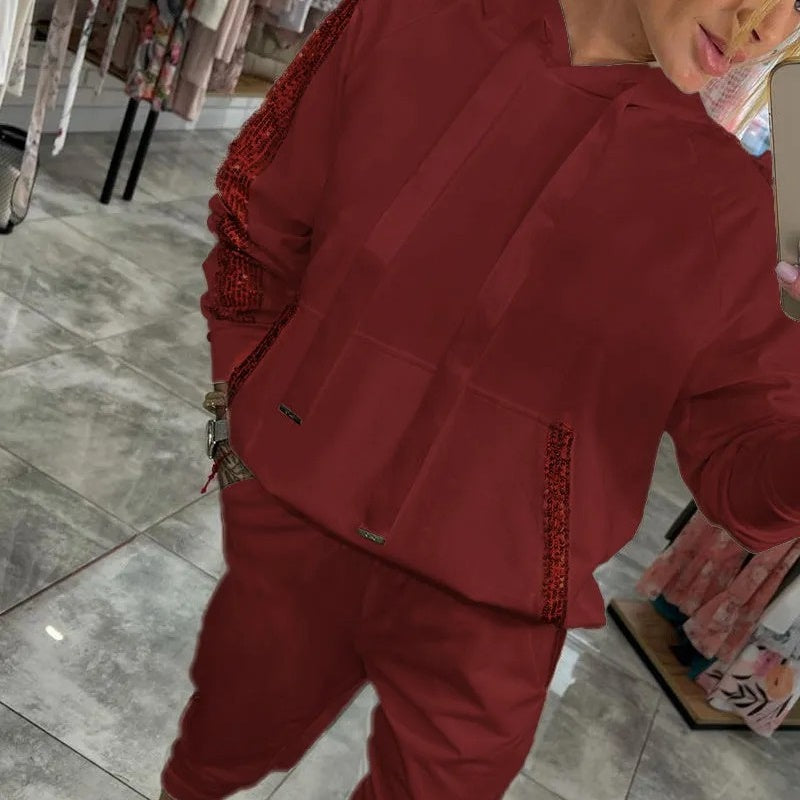 🌷Limited Time 47% OFF💞Women’s Drawstring Hooded Tops ＆ Pants 2-Piece Set-14