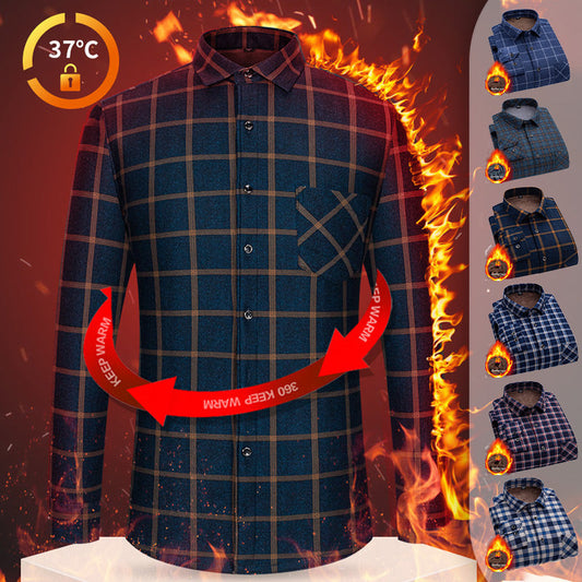 Men’s Lined Button-Down Plaid Shirt