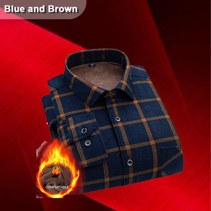 Men’s Lined Button-Down Plaid Shirt