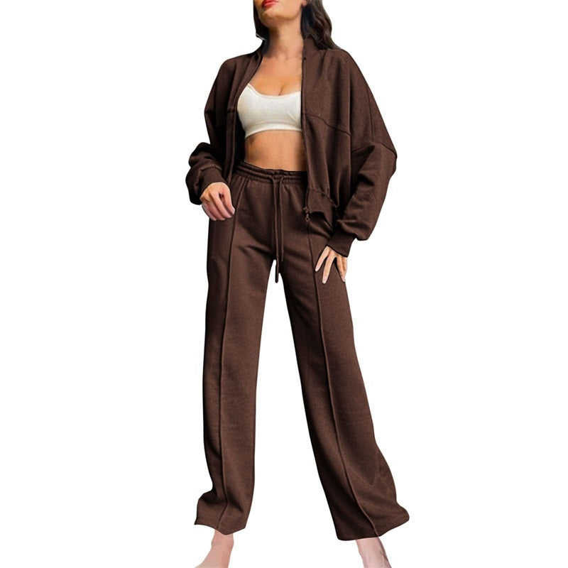 🍂Autumn discount 55%🍂Women's Long Sleeve Zip Coat Drawstring Sweatpants 2-Piece Sets-1