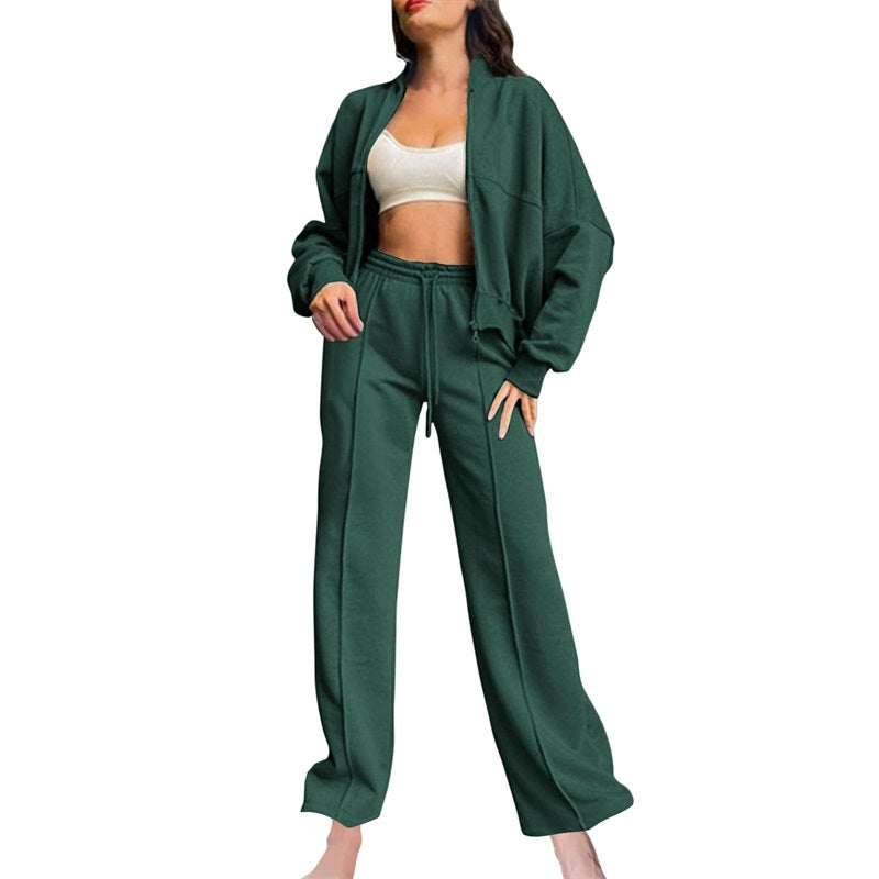 🍂Autumn discount 55%🍂Women's Long Sleeve Zip Coat Drawstring Sweatpants 2-Piece Sets-2