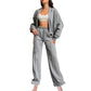 🍂Autumn discount 55%🍂Women's Long Sleeve Zip Coat Drawstring Sweatpants 2-Piece Sets-3