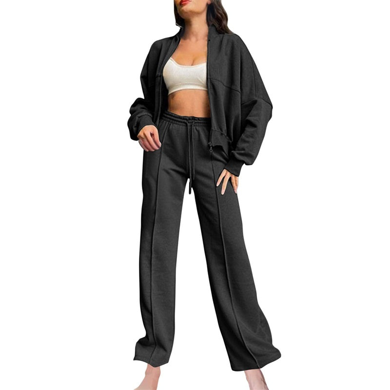 🍂Autumn discount 55%🍂Women's Long Sleeve Zip Coat Drawstring Sweatpants 2-Piece Sets-5