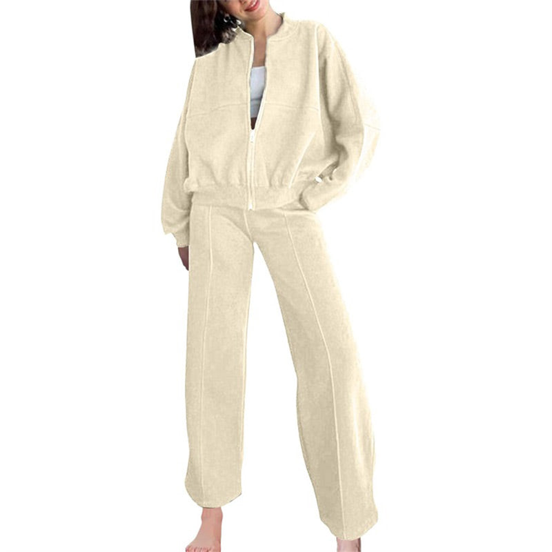 🍂Autumn discount 55%🍂Women's Long Sleeve Zip Coat Drawstring Sweatpants 2-Piece Sets-8