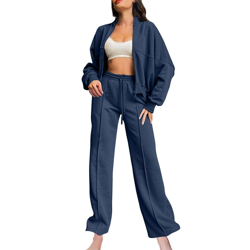 🍂Autumn discount 55%🍂Women's Long Sleeve Zip Coat Drawstring Sweatpants 2-Piece Sets-4
