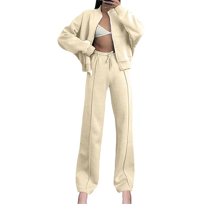 🍂Autumn discount 55%🍂Women's Long Sleeve Zip Coat Drawstring Sweatpants 2-Piece Sets-6