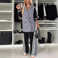 ✨New Arrival✨Women’s Casual Patchwork Double-breasted Notched Lapel Blazer and Wide-leg Pants Set-6