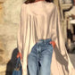 🍁Autumn Sale🍁Loose-Fitting Long Sleeve Top with Irregular Hem-2