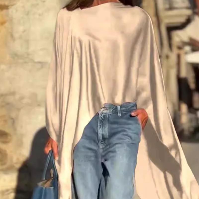 🍁Autumn Sale🍁Loose-Fitting Long Sleeve Top with Irregular Hem-2