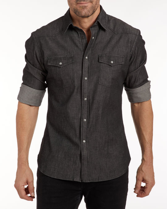 The Denim Western Zip Shirt-3