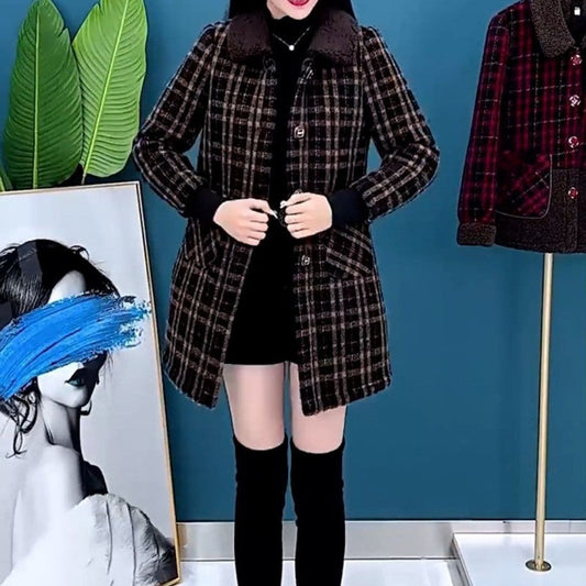 Women's Plush Thick Mid Length Jacket Coat