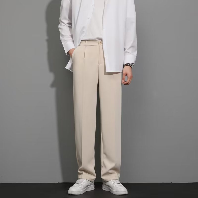SPRING SUMMER ICE SILK STRAIGHT LEG PANTS-3