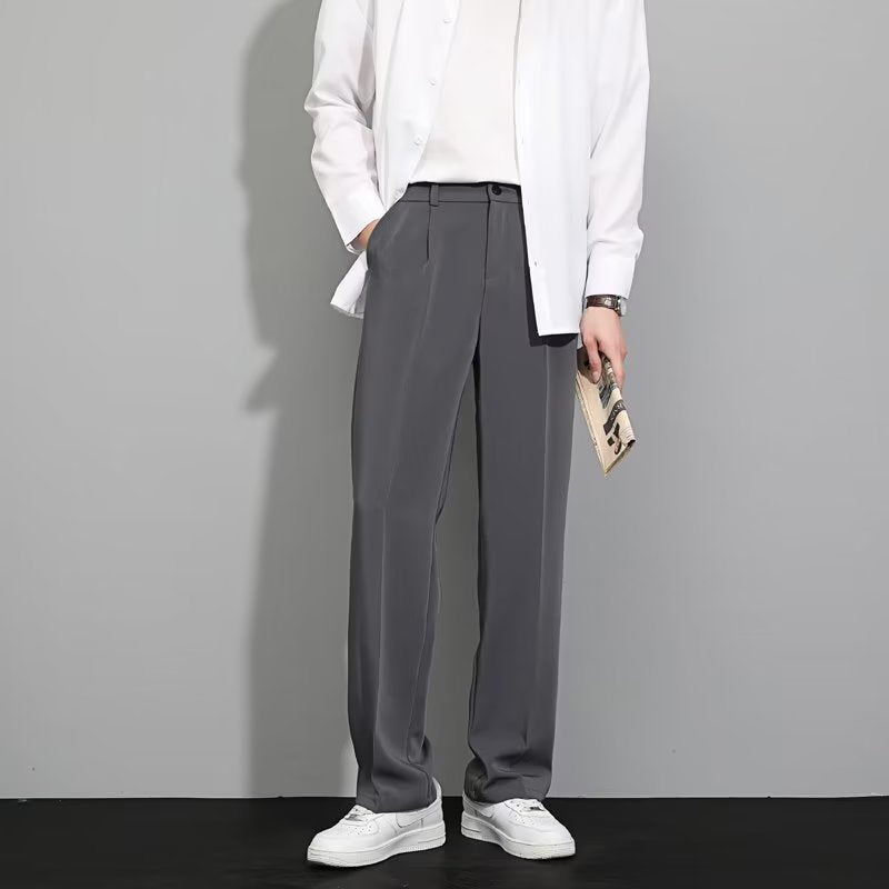 SPRING SUMMER ICE SILK STRAIGHT LEG PANTS-1