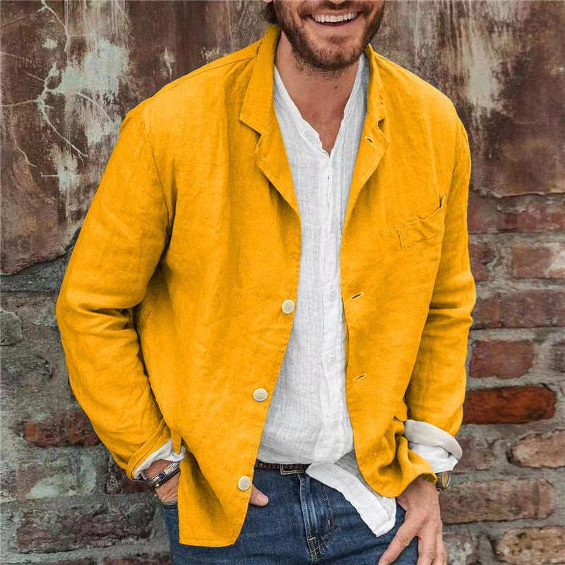 Men's Cotton Linen Loose Casual Coat-2
