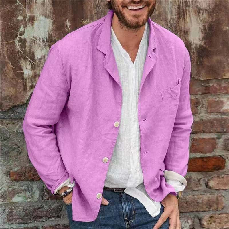 Men's Cotton Linen Loose Casual Coat-3